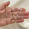 Oro Laminado Necklace, Bracelet and Earring, Gold Filled Style Butterfly Design, with Aurore Boreale Crystal, Polished, Golden Finish, 06.213.0014