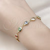 Oro Laminado Fancy Bracelet, Gold Filled Style Ladybug and Rolo Design, with Multicolor Cubic Zirconia, Polished, Golden Finish, 03.213.0195.07 (02 MM Thickness, 7 Inches Length)