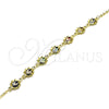Oro Laminado Fancy Bracelet, Gold Filled Style Ladybug and Rolo Design, with Multicolor Cubic Zirconia, Polished, Golden Finish, 03.213.0195.07 (02 MM Thickness, 7 Inches Length)