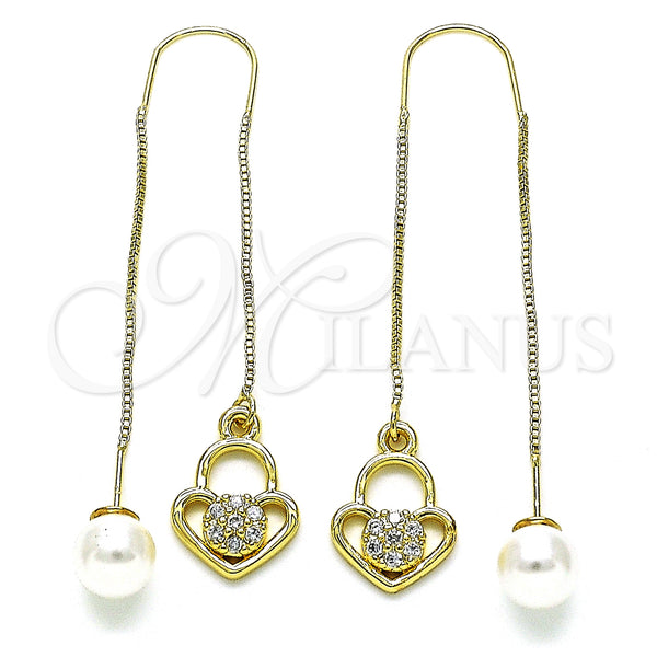 Gold Filled Ring — Threader Earring Heart Design with White Micro Pave — main product view — SKU 150547 | Oro Laminado anillo — Threader Earring corazón diseño with blanco Micro Pave — SKU 150547
