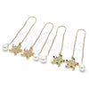 Oro Laminado Threader Earring, Gold Filled Style Star Design, with Multicolor Micro Pave, Polished, Golden Finish, 02.210.0808.1