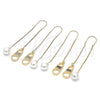 Oro Laminado Threader Earring, Gold Filled Style with White Micro Pave, Polished, Golden Finish, 02.210.0809