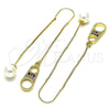 Oro Laminado Threader Earring, Gold Filled Style with Multicolor Micro Pave, Polished, Golden Finish, 02.210.0809.1