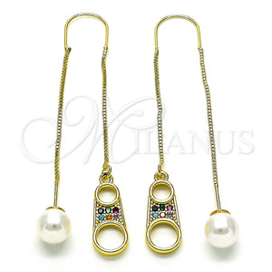 Gold Filled Ring — Threader Earring with Multicolor Micro Pave Polished 02. — main product view — SKU 150552 | Oro Laminado anillo — Threader Earring with Multicolor Micro Pave pulido 02. — SKU 150552