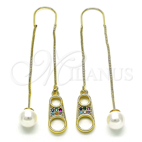 Gold Filled Ring — Threader Earring with Multicolor Micro Pave Polished 02. — main product view — SKU 150552 | Oro Laminado anillo — Threader Earring with Multicolor Micro Pave pulido 02. — SKU 150552