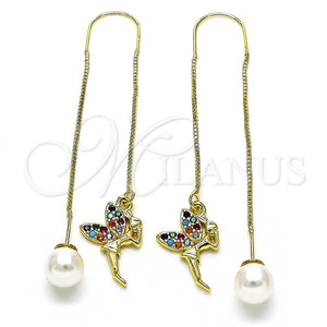 Gold Filled Ring — Threader Earring Angel Design with Multicolor Micro Pave — main product view — SKU 150554 | Oro Laminado anillo — Threader Earring Angel diseño with Multicolor Micro Pave — SKU 150554