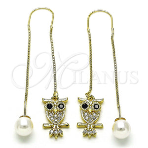 Gold Filled Ring — Threader Earring Owl Design with Black and White — main product view — SKU 150557 | Oro Laminado anillo — Threader Earring Owl diseño with negro and blanco — SKU 150557