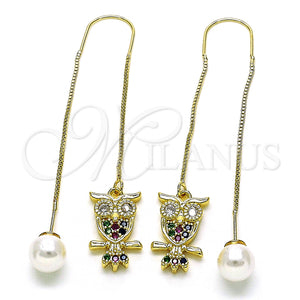 Gold Filled Ring — Threader Earring Owl Design with Multicolor and White — main product view — SKU 150558 | Oro Laminado anillo — Threader Earring Owl diseño with Multicolor and blanco — SKU 150558