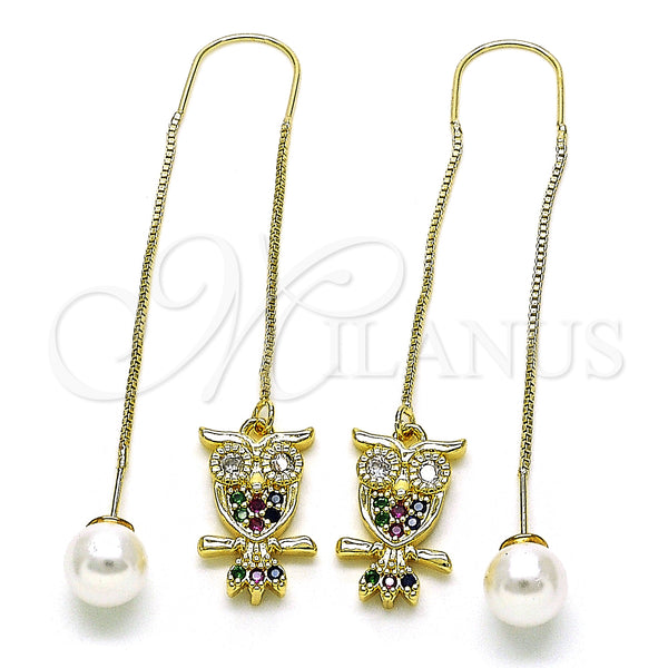 Gold Filled Ring — Threader Earring Owl Design with Multicolor and White — main product view — SKU 150558 | Oro Laminado anillo — Threader Earring Owl diseño with Multicolor and blanco — SKU 150558