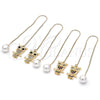 Oro Laminado Threader Earring, Gold Filled Style Owl Design, with Multicolor and White Micro Pave, Polished, Golden Finish, 02.210.0812.1