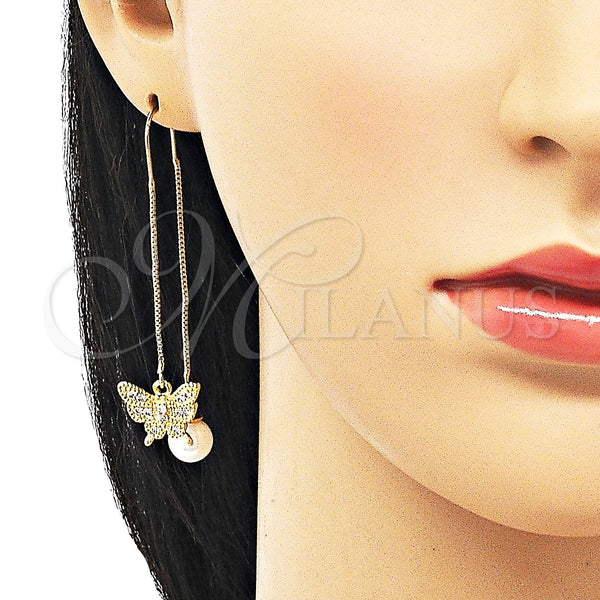 Gold Filled Ring — Threader Earring Butterfly Design with White Micro Pave — alternate product view — SKU 150562 | Oro Laminado anillo — Threader Earring Butterfly diseño with blanco Micro Pave — SKU 150562