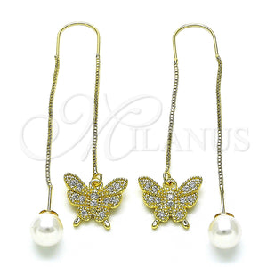 Gold Filled Ring — Threader Earring Butterfly Design with White Micro Pave — main product view — SKU 150562 | Oro Laminado anillo — Threader Earring Butterfly diseño with blanco Micro Pave — SKU 150562