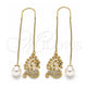 Arete Violador 02.210.0816 Oro Laminado, Diseño de Cisne, con Micro Pave Blanca y Negro, Pulido, Tono Dorado