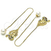 Oro Laminado Threader Earring, Gold Filled Style Swan Design, with Multicolor and Black Micro Pave, Polished, Golden Finish, 02.210.0816.1