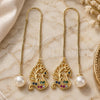 Oro Laminado Threader Earring, Gold Filled Style Swan Design, with Multicolor and Black Micro Pave, Polished, Golden Finish, 02.210.0816.1