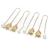 Oro Laminado Threader Earring, Gold Filled Style Swan Design, with Multicolor and Black Micro Pave, Polished, Golden Finish, 02.210.0816.1