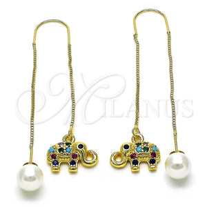 Gold Filled Ring — Threader Earring Elephant Design with Multicolor and Black — main product view — SKU 150566 | Oro Laminado anillo — Threader Earring Elephant diseño with Multicolor and negro — SKU 150566