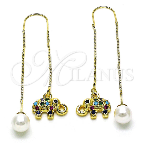 Gold Filled Ring — Threader Earring Elephant Design with Multicolor and Black — main product view — SKU 150566 | Oro Laminado anillo — Threader Earring Elephant diseño with Multicolor and negro — SKU 150566