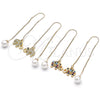 Oro Laminado Threader Earring, Gold Filled Style Elephant Design, with Multicolor and Black Micro Pave, Polished, Golden Finish, 02.210.0817