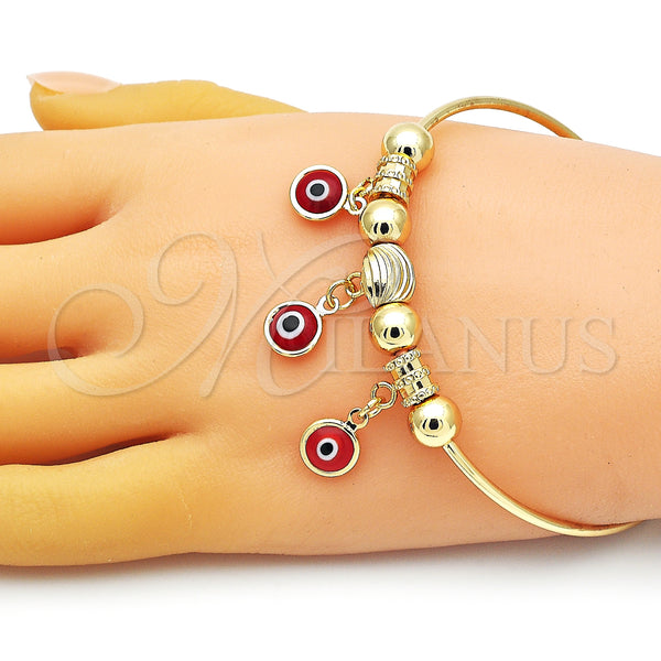 Gold Filled Jewelry — Individual Bangle Evil Eye Design with Garnet Crystal — alternate product view — SKU 150570 | Oro Laminado joyería — Individual Bangle Evil Eye diseño with Garnet cristal — SKU 150570
