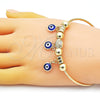 Oro Laminado Individual Bangle, Gold Filled Style with Sapphire Blue Crystal, Polished, Golden Finish, 07.93.0012.1 (02 MM Thickness, One size fits all)
