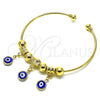 Oro Laminado Individual Bangle, Gold Filled Style with Sapphire Blue Crystal, Polished, Golden Finish, 07.93.0012.1 (02 MM Thickness, One size fits all)