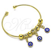 Oro Laminado Individual Bangle, Gold Filled Style with Sapphire Blue Crystal, Polished, Golden Finish, 07.93.0012.1 (02 MM Thickness, One size fits all)