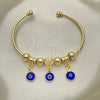 Oro Laminado Individual Bangle, Gold Filled Style with Sapphire Blue Crystal, Polished, Golden Finish, 07.93.0012.1 (02 MM Thickness, One size fits all)