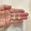 Gold Filled Ring — Stud Earring with White Micro Pave and Ivory — alternate product view — SKU 150576 | Oro Laminado anillo — Stud Earring with blanco Micro Pave and Ivory — SKU 150576