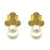 Gold Filled Ring — Stud Earring with White Micro Pave and Ivory — alternate product view — SKU 150576 | Oro Laminado anillo — Stud Earring with blanco Micro Pave and Ivory — SKU 150576