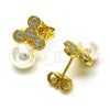 Gold Filled Ring — Stud Earring with White Micro Pave and Ivory — alternate product view — SKU 150576 | Oro Laminado anillo — Stud Earring with blanco Micro Pave and Ivory — SKU 150576