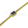 Oro Laminado Fancy Bracelet, Gold Filled Style Miami Cuban Design, with Amethyst Cubic Zirconia and White Micro Pave, Polished, Golden Finish, 03.213.0164.4.07 (03 MM Thickness, 7 Inches Length)