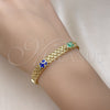 Oro Laminado Fancy Bracelet, Gold Filled Style Elephant and Bismark Design, Multicolor Enamel Finish, Golden Finish, 03.213.0156.1.07 (07 MM Thickness, 7 Inches Length)