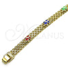 Oro Laminado Fancy Bracelet, Gold Filled Style Elephant and Bismark Design, Multicolor Enamel Finish, Golden Finish, 03.213.0156.1.07 (07 MM Thickness, 7 Inches Length)