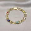 Oro Laminado Fancy Bracelet, Gold Filled Style Elephant and Bismark Design, Multicolor Enamel Finish, Golden Finish, 03.213.0156.1.07 (07 MM Thickness, 7 Inches Length)