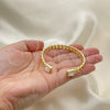Oro Laminado Individual Bangle, Gold Filled Style Miami Cuban Design, with White Cubic Zirconia and White Micro Pave, Polished, Golden Finish, 07.341.0035.3 (07 MM Thickness, One size fits all)