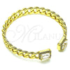Oro Laminado Individual Bangle, Gold Filled Style Miami Cuban Design, with White Cubic Zirconia and White Micro Pave, Polished, Golden Finish, 07.341.0035.3 (07 MM Thickness, One size fits all)