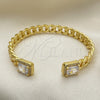 Oro Laminado Individual Bangle, Gold Filled Style Miami Cuban Design, with White Cubic Zirconia and White Micro Pave, Polished, Golden Finish, 07.341.0035.3 (07 MM Thickness, One size fits all)