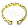 Oro Laminado Individual Bangle, Gold Filled Style Miami Cuban Design, with White Cubic Zirconia and White Micro Pave, Polished, Golden Finish, 07.341.0035.3 (07 MM Thickness, One size fits all)