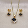 Oro Laminado Earring and Pendant Adult Set, Gold Filled Style Flower and Cluster Design, with Black and White Cubic Zirconia, Polished, Golden Finish, 10.199.0086.6