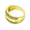 Oro Laminado Multi Stone Ring, Gold Filled Style Heart Design, with White Micro Pave, Polished, Golden Finish, 01.210.0115 (One size fits all)