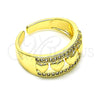 Oro Laminado Multi Stone Ring, Gold Filled Style Heart Design, with White Micro Pave, Polished, Golden Finish, 01.210.0115 (One size fits all)