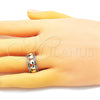 Oro Laminado Multi Stone Ring, Gold Filled Style Heart Design, with Multicolor Micro Pave, Polished, Golden Finish, 01.210.0115.1 (One size fits all)