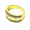 Oro Laminado Multi Stone Ring, Gold Filled Style Heart Design, with Multicolor Micro Pave, Polished, Golden Finish, 01.210.0115.1 (One size fits all)