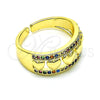 Oro Laminado Multi Stone Ring, Gold Filled Style Heart Design, with Multicolor Micro Pave, Polished, Golden Finish, 01.210.0115.1 (One size fits all)