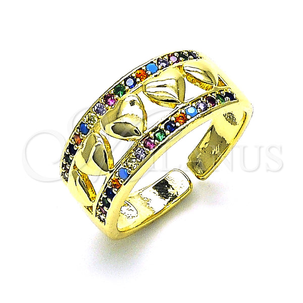 Gold Filled Ring — Multi Stone Ring Heart Design with Multicolor Micro — main product view — SKU 150624 | Oro Laminado anillo — Multi Stone Ring corazón diseño with Multicolor Micro — SKU 150624