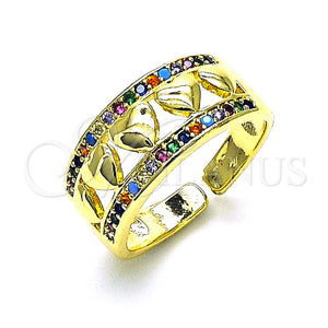 Gold Filled Ring — Multi Stone Ring Heart Design with Multicolor Micro — main product view — SKU 150624 | Oro Laminado anillo — Multi Stone Ring corazón diseño with Multicolor Micro — SKU 150624