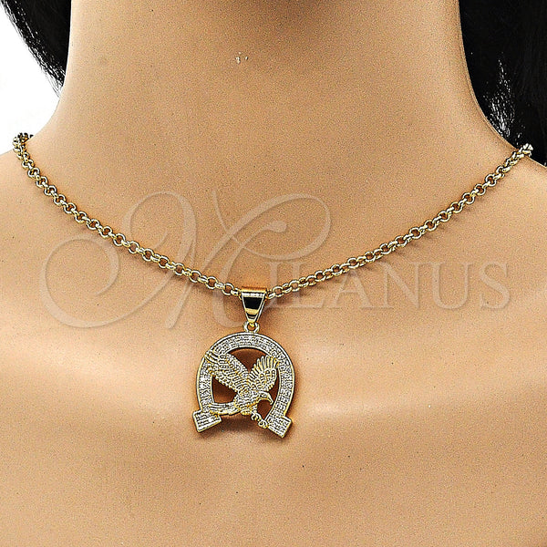 Gold Filled Pendant — Fancy Pendant Eagle Design with White Micro Pave — alternate product view — SKU 150626 | Oro Laminado dije — elegante Pendant Eagle diseño with blanco Micro Pave — SKU 150626
