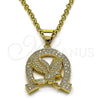 Oro Laminado Fancy Pendant, Gold Filled Style Eagle Design, with White Micro Pave, Polished, Golden Finish, 05.342.0101.1