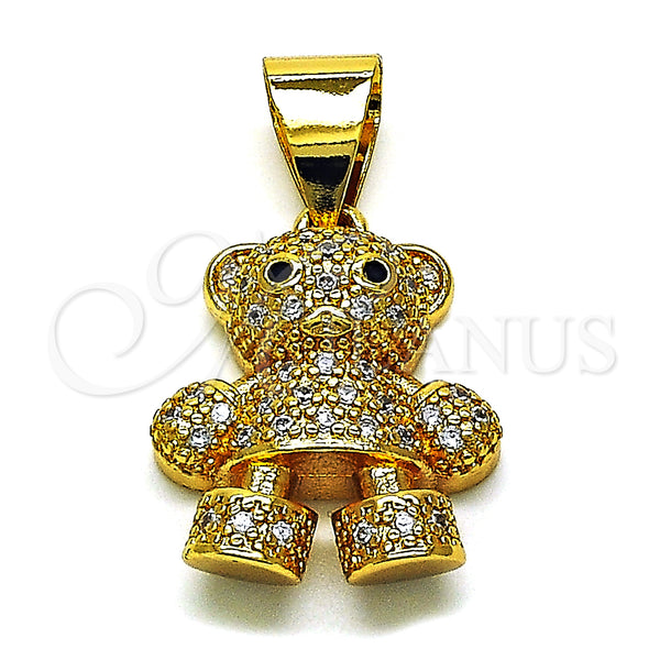 Gold Filled Pendant — Fancy Pendant Teddy Bear Design with White and — main product view — SKU 150627 | Oro Laminado dije — elegante Pendant Teddy Bear diseño with blanco and — SKU 150627